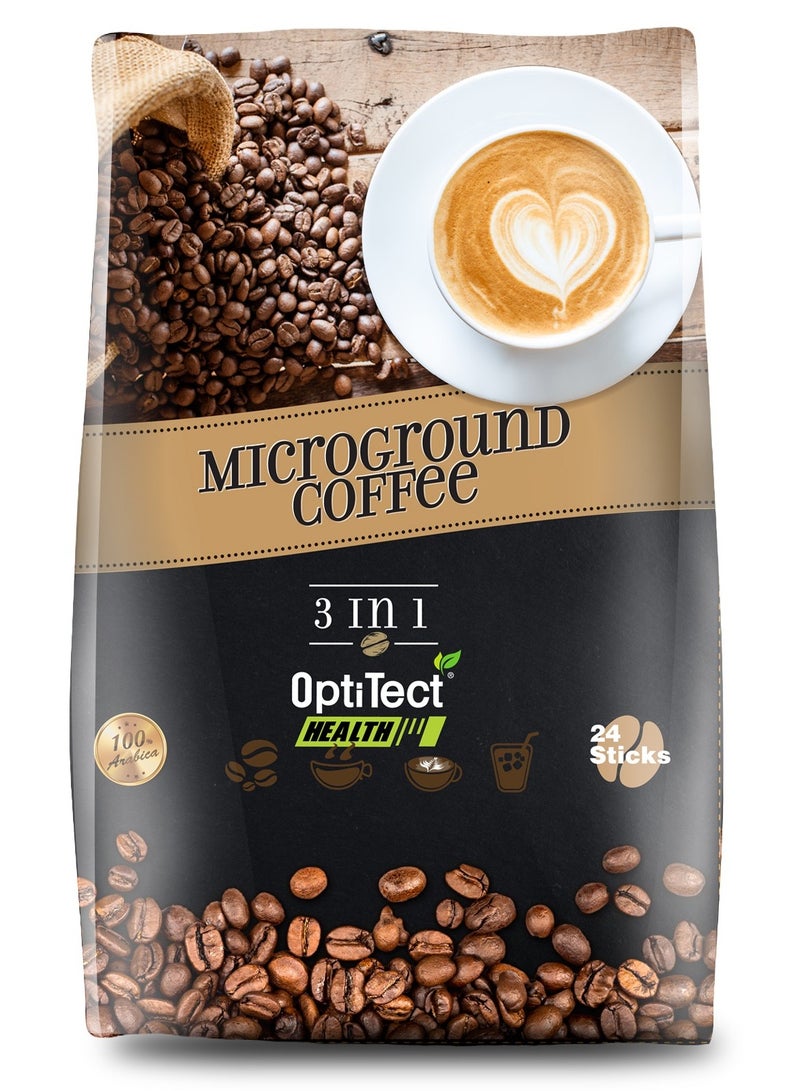 Health Arabica Microground Coffee 3-in-1, Low Calorie Instant Coffee, Dairy & Sugar Free, 24 Stick Packs
